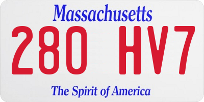 MA license plate 280HV7