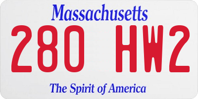 MA license plate 280HW2