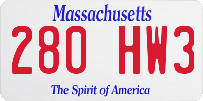 MA license plate 280HW3
