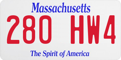 MA license plate 280HW4
