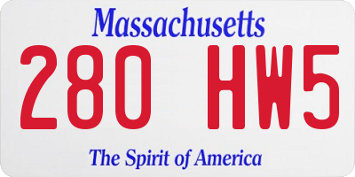 MA license plate 280HW5