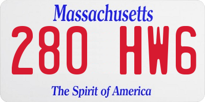 MA license plate 280HW6