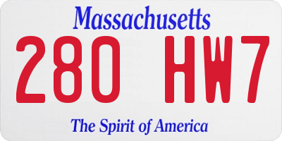 MA license plate 280HW7