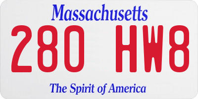 MA license plate 280HW8