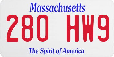 MA license plate 280HW9