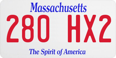 MA license plate 280HX2