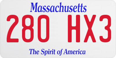 MA license plate 280HX3