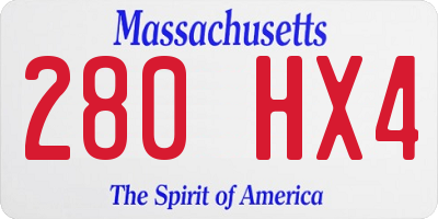 MA license plate 280HX4
