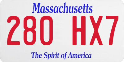 MA license plate 280HX7