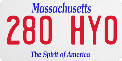 MA license plate 280HY0