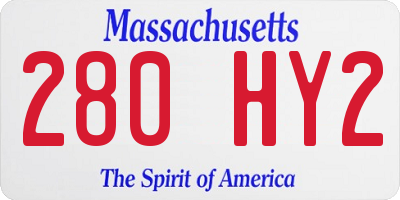 MA license plate 280HY2