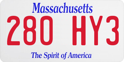 MA license plate 280HY3