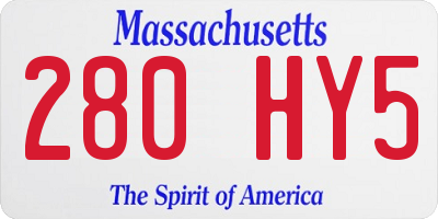 MA license plate 280HY5