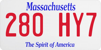MA license plate 280HY7