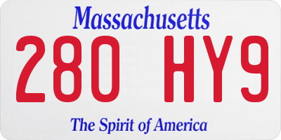 MA license plate 280HY9