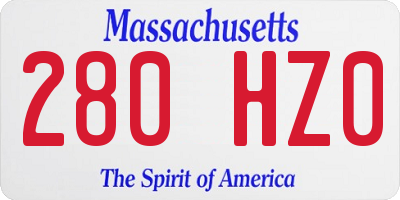 MA license plate 280HZ0