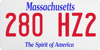 MA license plate 280HZ2