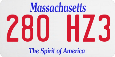 MA license plate 280HZ3