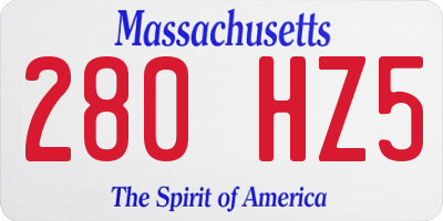MA license plate 280HZ5