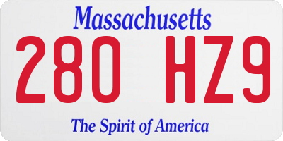MA license plate 280HZ9