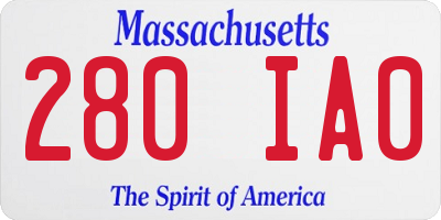 MA license plate 280IA0