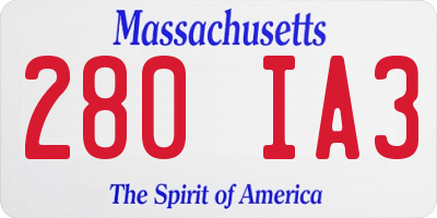 MA license plate 280IA3