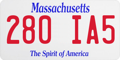 MA license plate 280IA5
