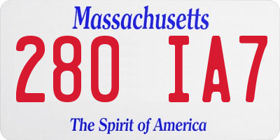 MA license plate 280IA7
