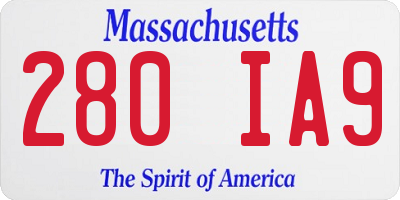 MA license plate 280IA9