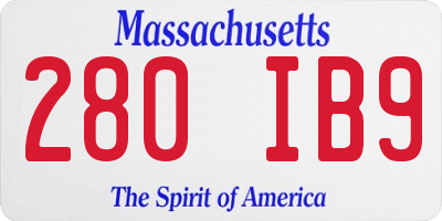 MA license plate 280IB9