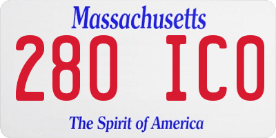 MA license plate 280IC0