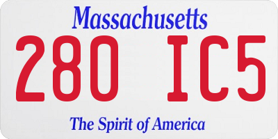 MA license plate 280IC5