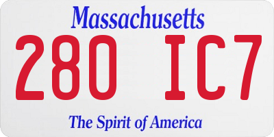 MA license plate 280IC7