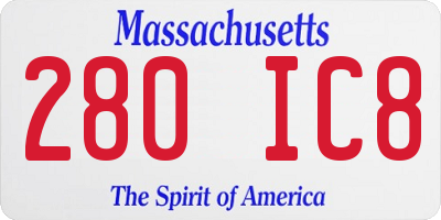 MA license plate 280IC8