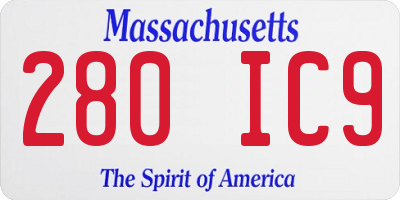 MA license plate 280IC9