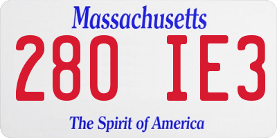 MA license plate 280IE3