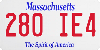 MA license plate 280IE4