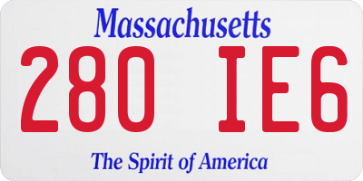 MA license plate 280IE6