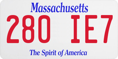 MA license plate 280IE7