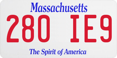 MA license plate 280IE9