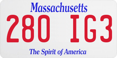 MA license plate 280IG3
