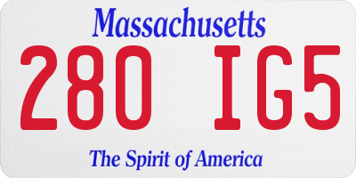 MA license plate 280IG5