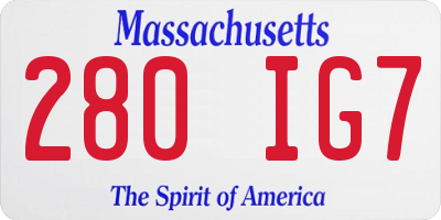 MA license plate 280IG7