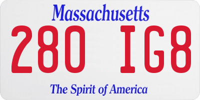 MA license plate 280IG8