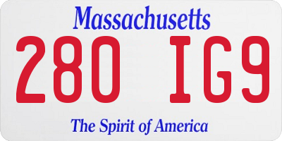 MA license plate 280IG9