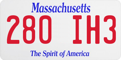 MA license plate 280IH3