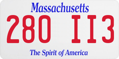 MA license plate 280II3