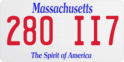 MA license plate 280II7