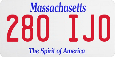 MA license plate 280IJ0