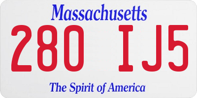 MA license plate 280IJ5